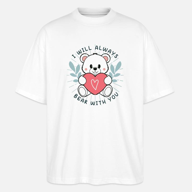 Süße Bär mit Herz und Botschaft - Stanley/Stella Oversized Unisex Bio T-Shirt Blaster 2.0 - Weiß