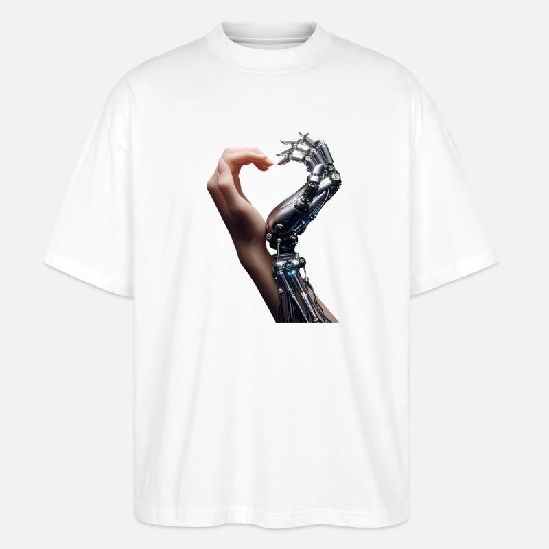 Mensch Roboter Love Hands - Stanley/Stella Oversized Unisex Bio T-Shirt Blaster 2.0 - Weiß