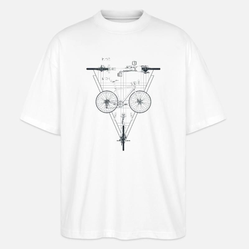 Geometric Bicycle Inside Triangle Emblem - Stanley/Stella Oversized Unisex Organic T-shirt Blaster 2.0 - white