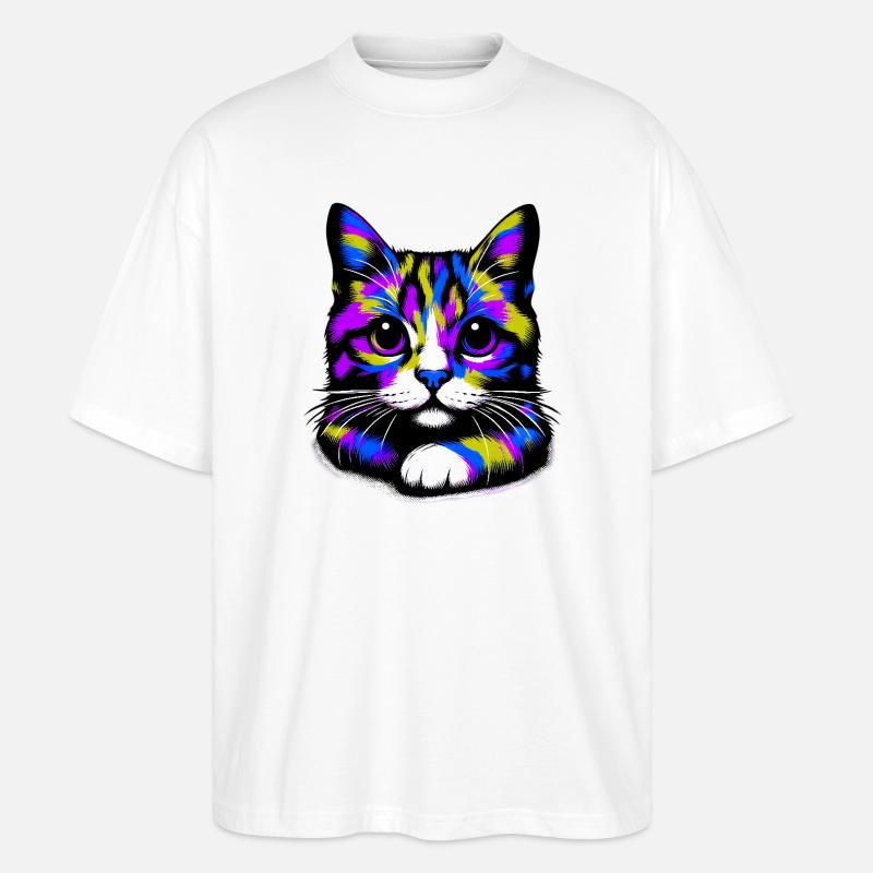 Katze - Stanley/Stella Oversized Unisex Bio T-Shirt Blaster 2.0 - Weiß