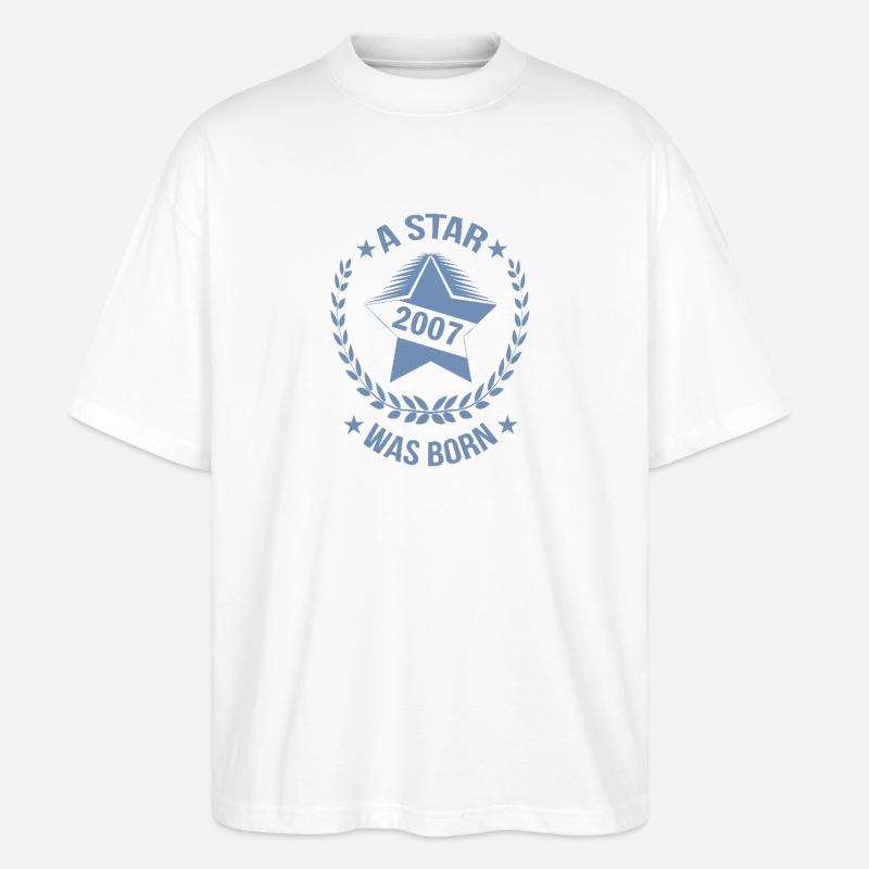 Birthday Star né en 2007 - T-shirt bio Blaster 2.0 coupe oversize Stanley/Stella Unisexe - blanc