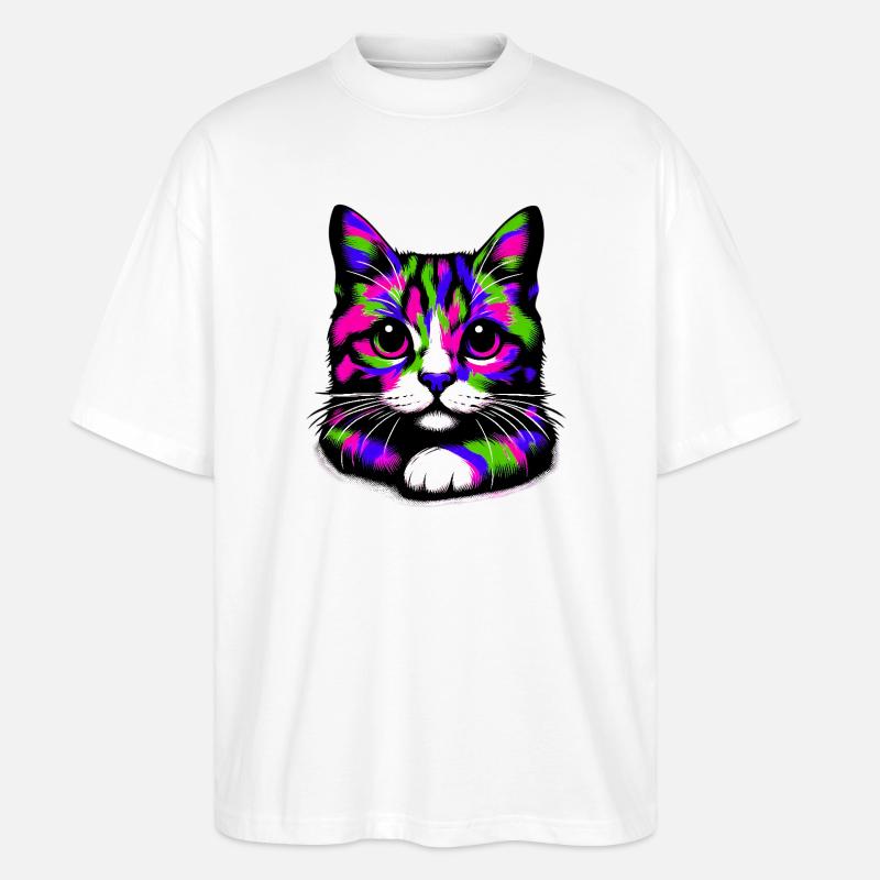 Katze - Stanley/Stella Oversized Unisex Bio T-Shirt Blaster 2.0 - Weiß