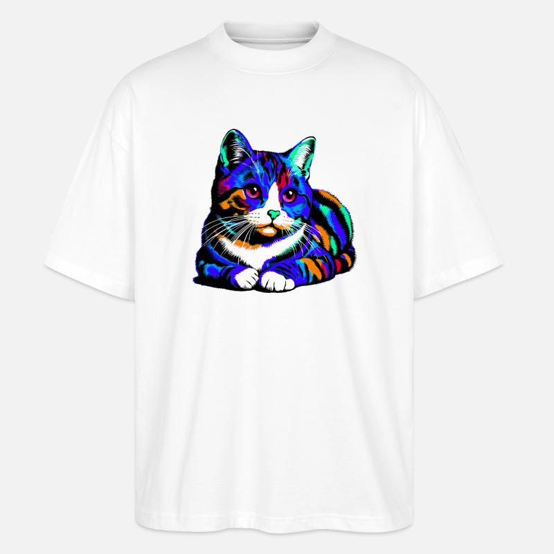 Katze - Stanley/Stella Oversized Unisex Bio T-Shirt Blaster 2.0 - Weiß