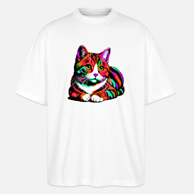 Katze - Stanley/Stella Oversized Unisex Bio T-Shirt Blaster 2.0 - Weiß