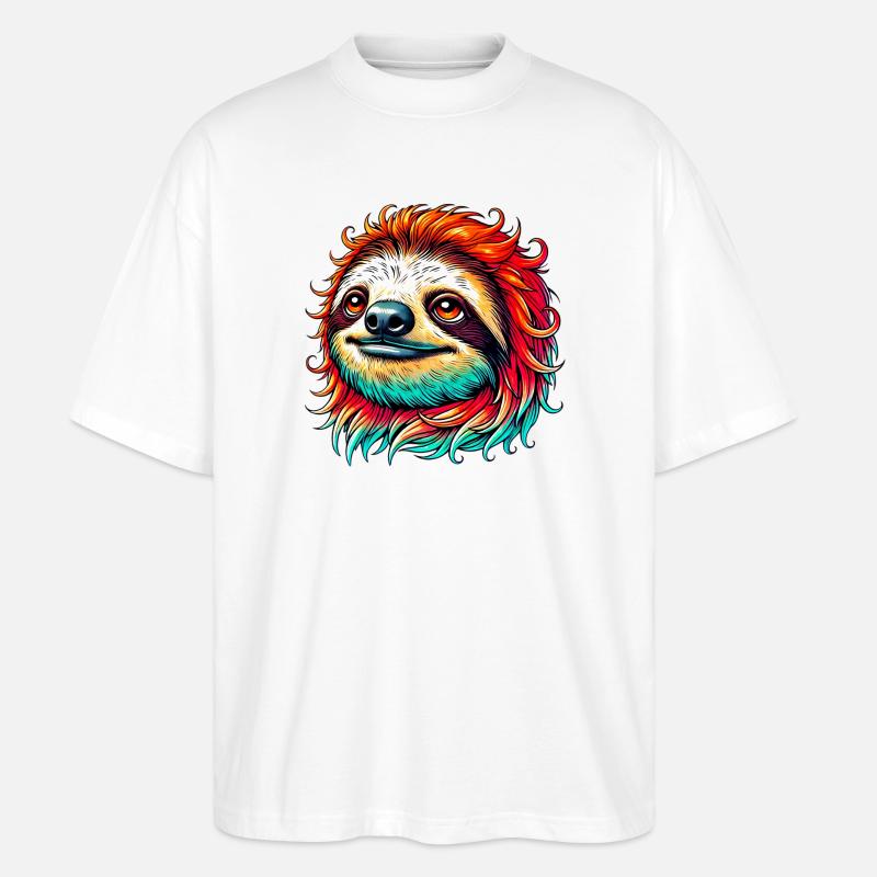Faultier - Stanley/Stella Oversized Unisex Bio T-Shirt Blaster 2.0 - Weiß