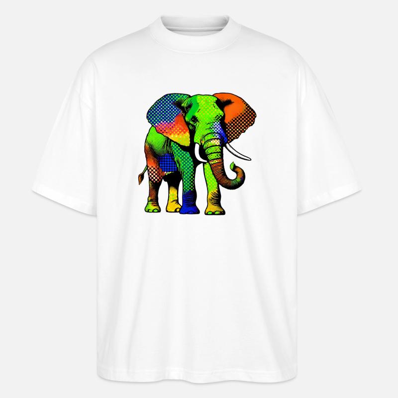 Elefant - Stanley/Stella Oversized Unisex Bio T-Shirt Blaster 2.0 - Weiß