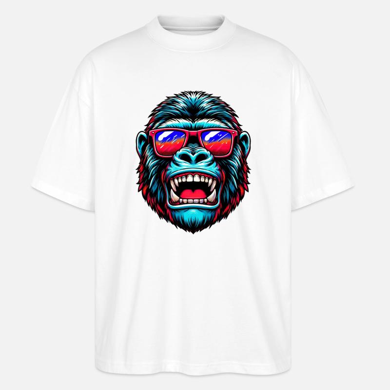 Gorillas mit Sonnenbrille - Stanley/Stella Oversized Unisex Bio T-Shirt Blaster 2.0 - Weiß