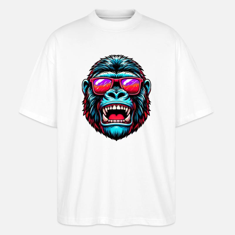 Gorillas mit Sonnenbrille - Stanley/Stella Oversized Unisex Bio T-Shirt Blaster 2.0 - Weiß
