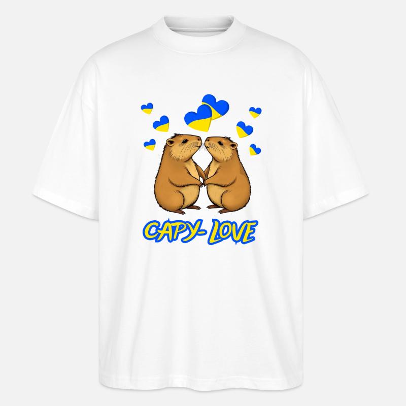 Capy - Love, Capybara - Stanley/Stella Oversized Unisex Bio T-Shirt Blaster 2.0 - Weiß
