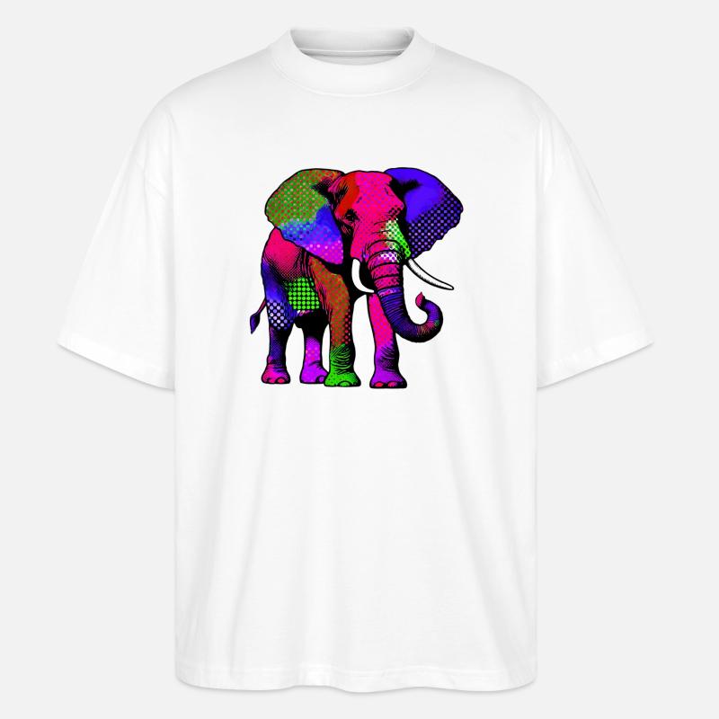 Elefant - Stanley/Stella Oversized Unisex Bio T-Shirt Blaster 2.0 - Weiß