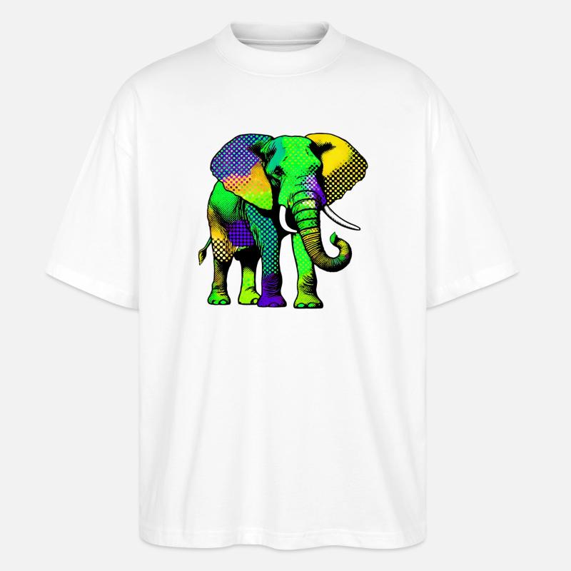 Elefant - Stanley/Stella Oversized Unisex Bio T-Shirt Blaster 2.0 - Weiß