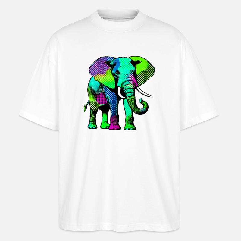 Elefant - Stanley/Stella Oversized Unisex Bio T-Shirt Blaster 2.0 - Weiß