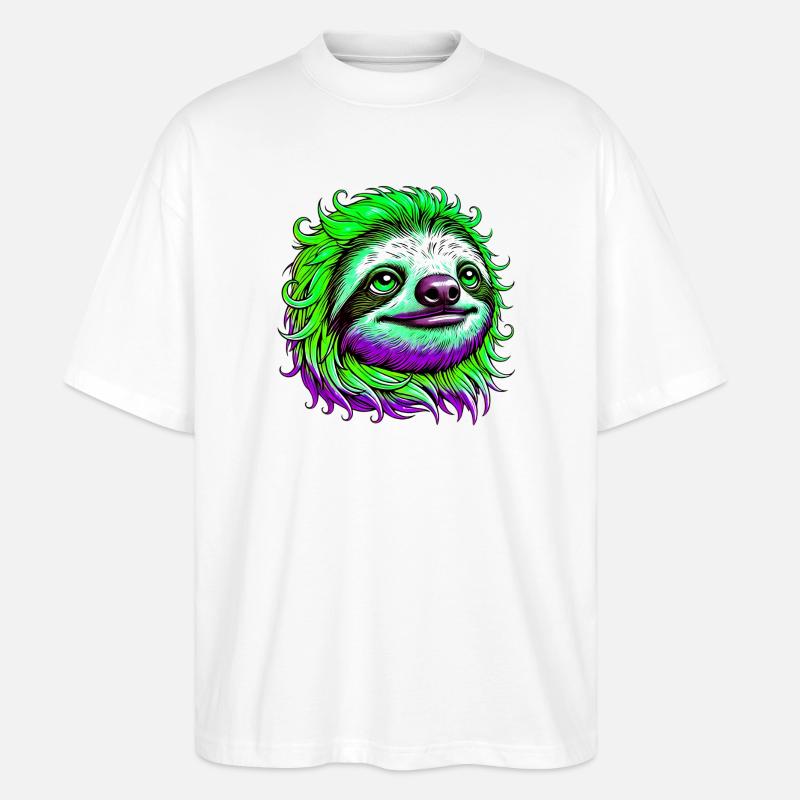 Faultier - Stanley/Stella Oversized Unisex Bio T-Shirt Blaster 2.0 - Weiß