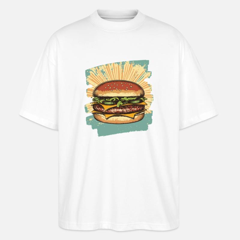 Burger Retro - Stanley/Stella Oversized Unisex Bio T-Shirt Blaster 2.0 - Weiß