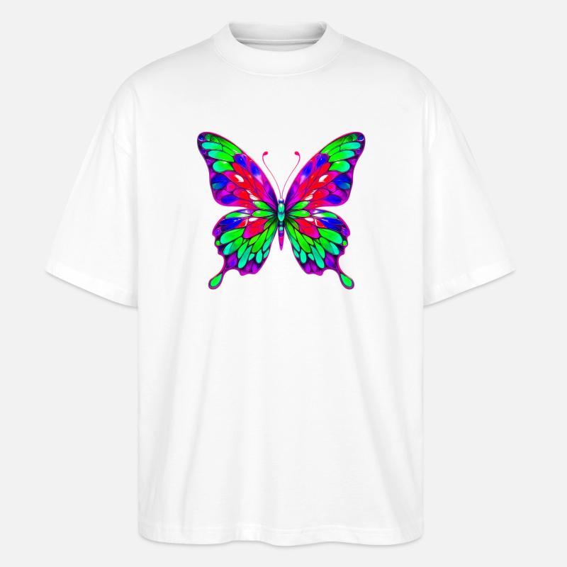 Schmetterling - Stanley/Stella Oversized Unisex Bio T-Shirt Blaster 2.0 - Weiß