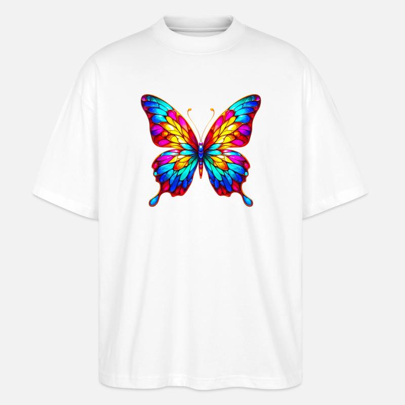 Schmetterling - Stanley/Stella Oversized Unisex Bio T-Shirt Blaster 2.0 - Weiß