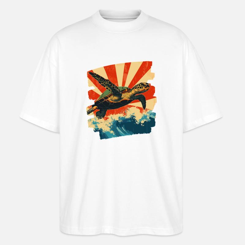 Tortue de mer rétro - T-shirt bio Blaster 2.0 coupe oversize Stanley/Stella Unisexe - blanc