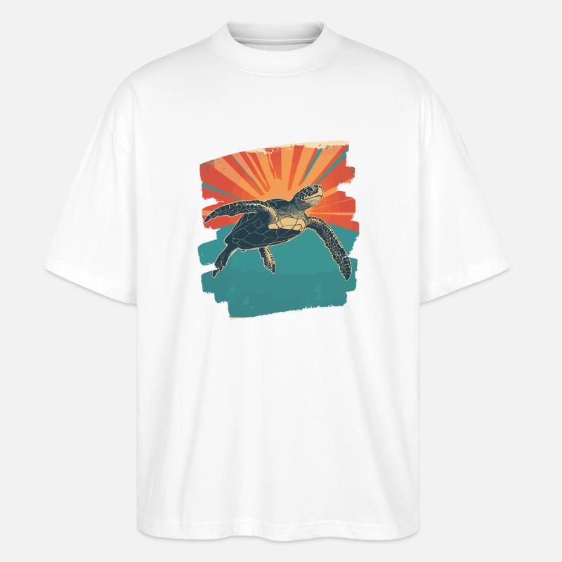 Tortue de mer rétro - T-shirt bio Blaster 2.0 coupe oversize Stanley/Stella Unisexe - blanc