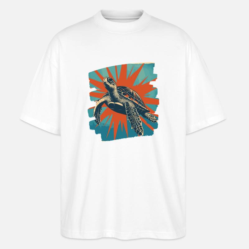 Tortue de mer rétro - T-shirt bio Blaster 2.0 coupe oversize Stanley/Stella Unisexe - blanc