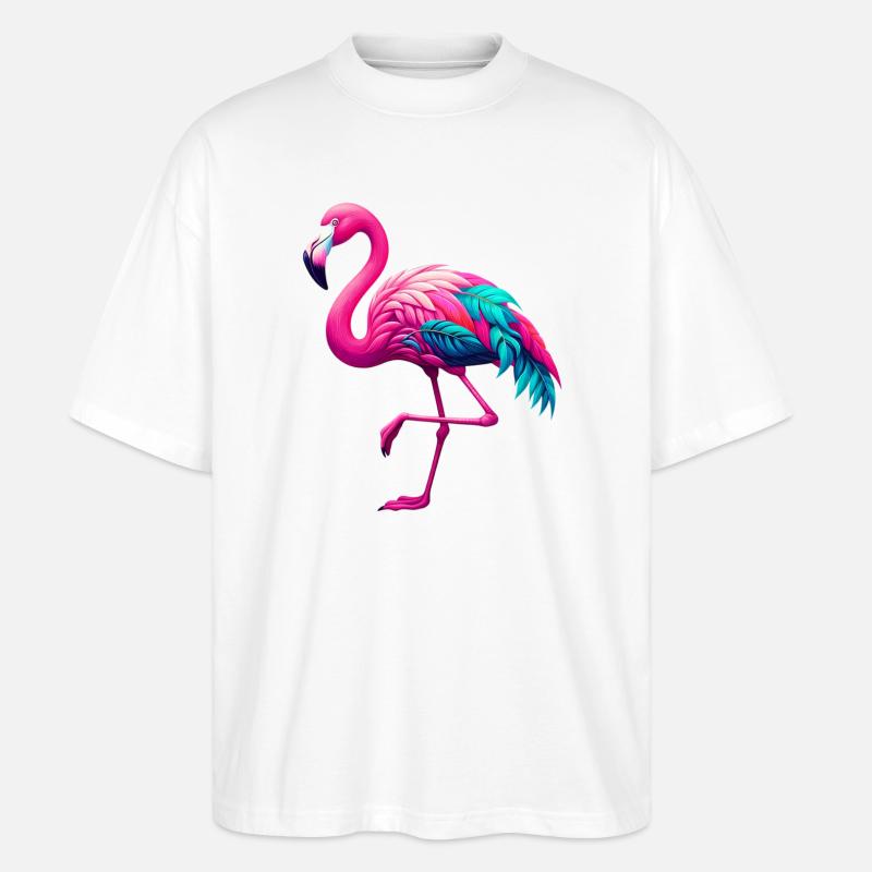 Flamingo - Stanley/Stella Oversized Unisex Bio T-Shirt Blaster 2.0 - Weiß