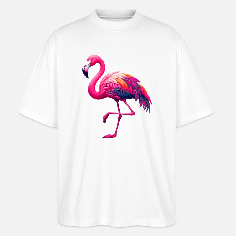 Flamingo - Stanley/Stella Oversized Unisex Bio T-Shirt Blaster 2.0 - Weiß