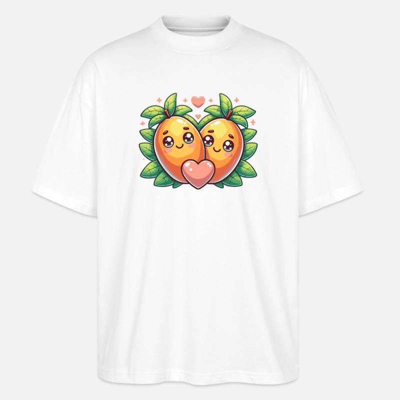 Süßes Mango Design - Paar Geschenk - Stanley/Stella Oversized Unisex Bio T-Shirt Blaster 2.0 - Weiß