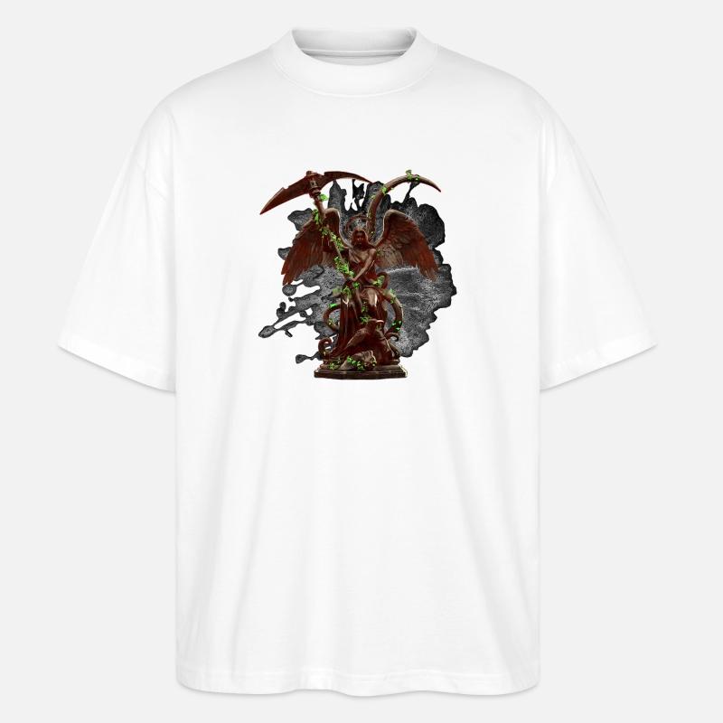 Engelstatue, Ranken, gothic design - Stanley/Stella Oversized Unisex Bio T-Shirt Blaster 2.0 - Weiß