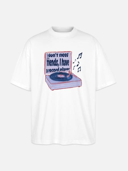 Draaitafels in plaats van vrienden – muziek is genoeg - Stanley/Stella Uniseks oversized bio T-shirt Blaster 2.0 - wit