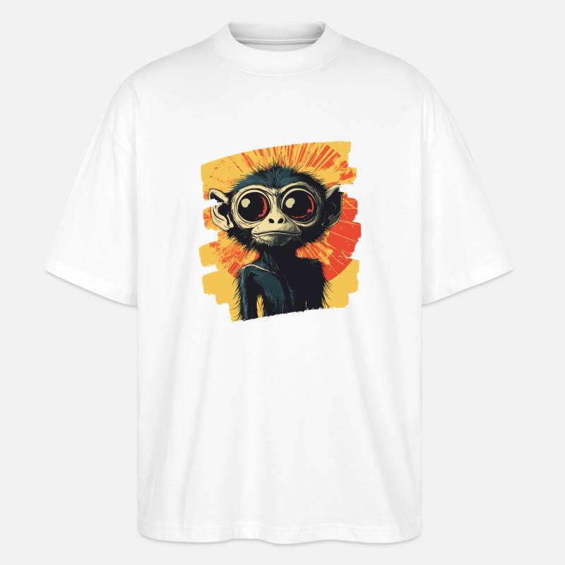 Spinnenaffe Retro - Stanley/Stella Oversized Unisex Bio T-Shirt Blaster 2.0 - Weiß