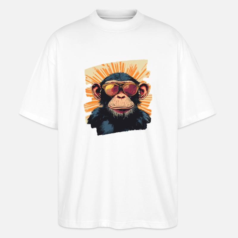 Monkey Retro - Stanley/Stella Oversized Unisex Organic T-shirt Blaster 2.0 - white