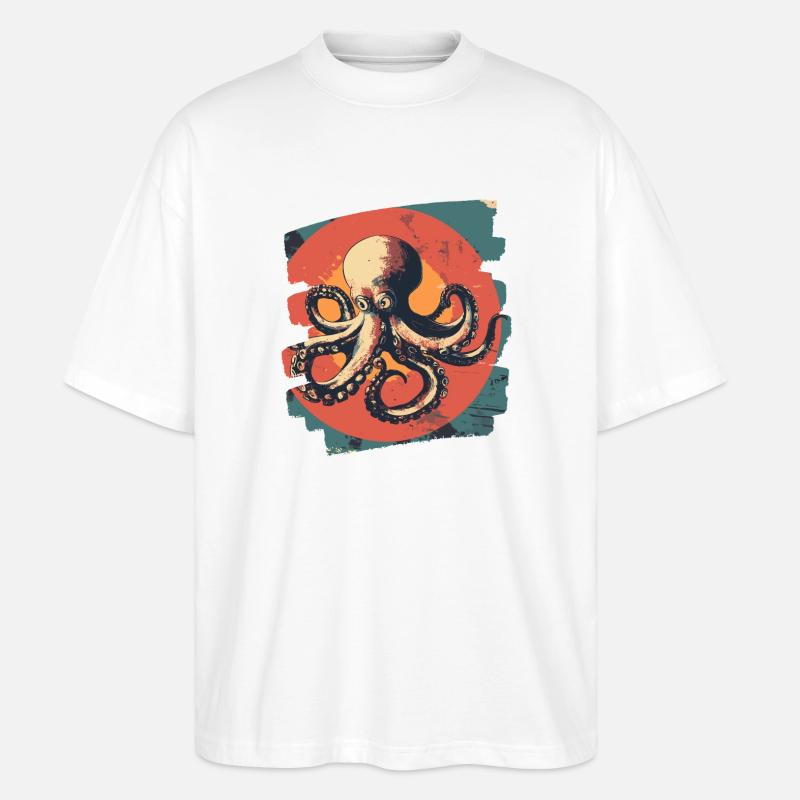 Octopus Octopus - Stanley/Stella Oversized Unisex Organic T-shirt Blaster 2.0 - white