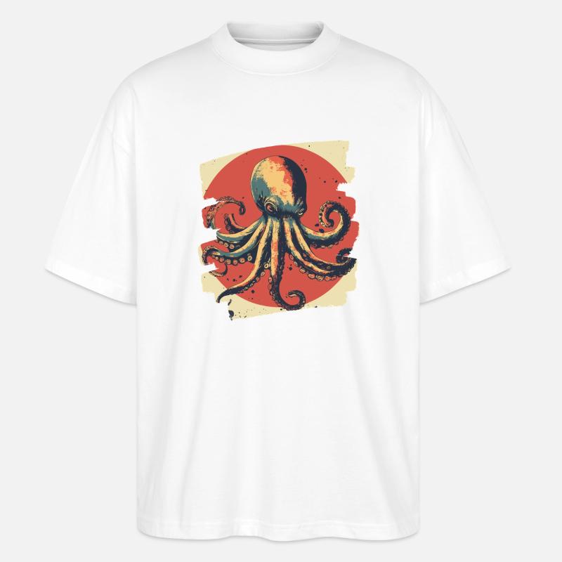 Octopus Octopus - Stanley/Stella Oversized Unisex Organic T-shirt Blaster 2.0 - white