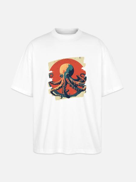 Octopus Octopus - Stanley/Stella Oversized Unisex Organic T-shirt Blaster 2.0 - white