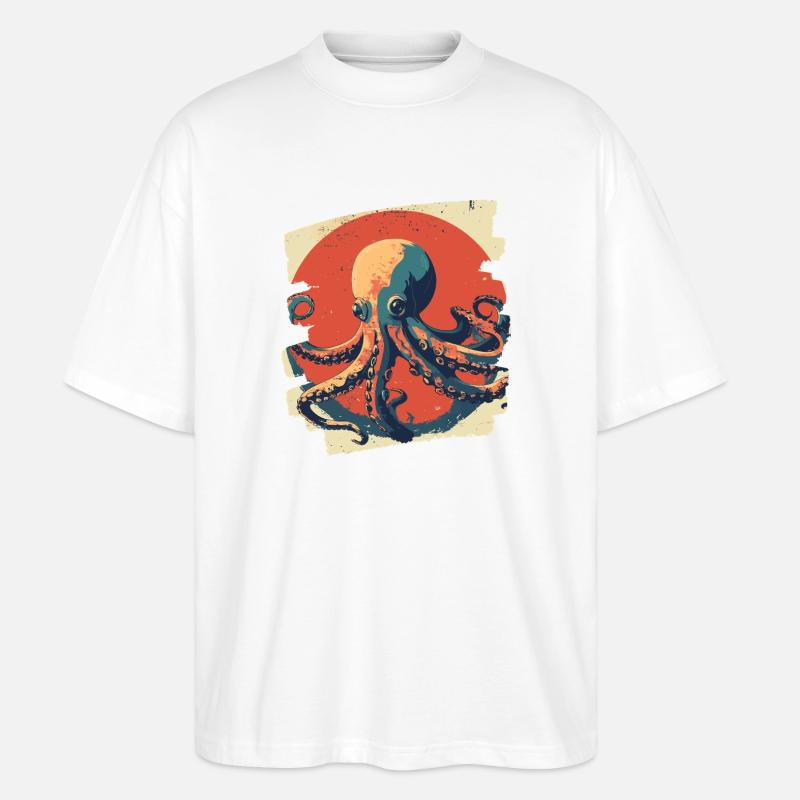 Octopus Octopus - Stanley/Stella Oversized Unisex Organic T-shirt Blaster 2.0 - white