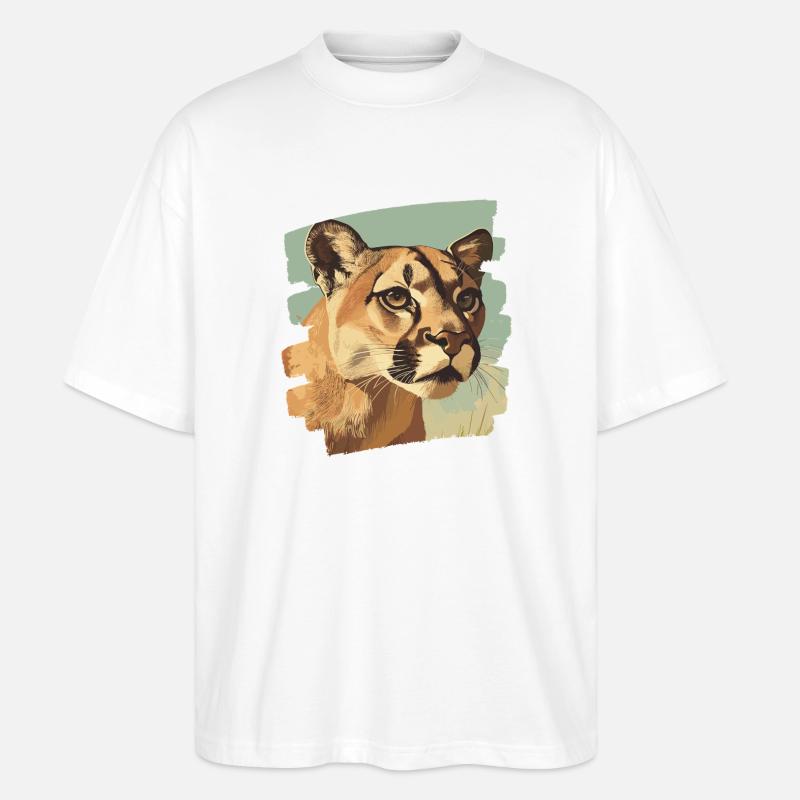 Lion from mountain Retro - Stanley/Stella Oversized Unisex Organic T-shirt Blaster 2.0 - white