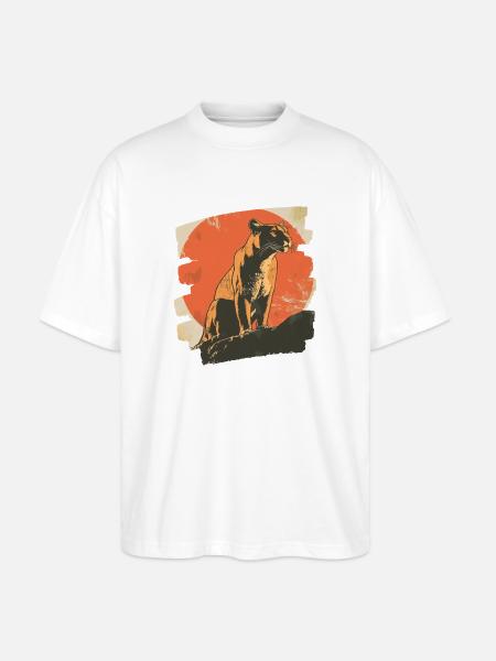 Lion from mountain Retro - Stanley/Stella Oversized Unisex Organic T-shirt Blaster 2.0 - white