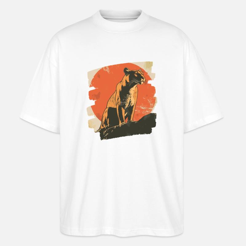 Lion from mountain Retro - Stanley/Stella Oversized Unisex Organic T-shirt Blaster 2.0 - white