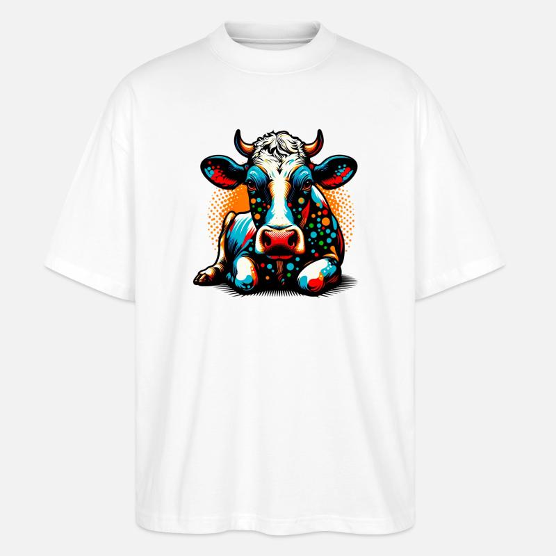 Kuh - Stanley/Stella Oversized Unisex Bio T-Shirt Blaster 2.0 - Weiß