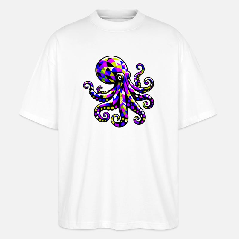 Octopus - Stanley/Stella Oversized Unisex Organic T-shirt Blaster 2.0 - white