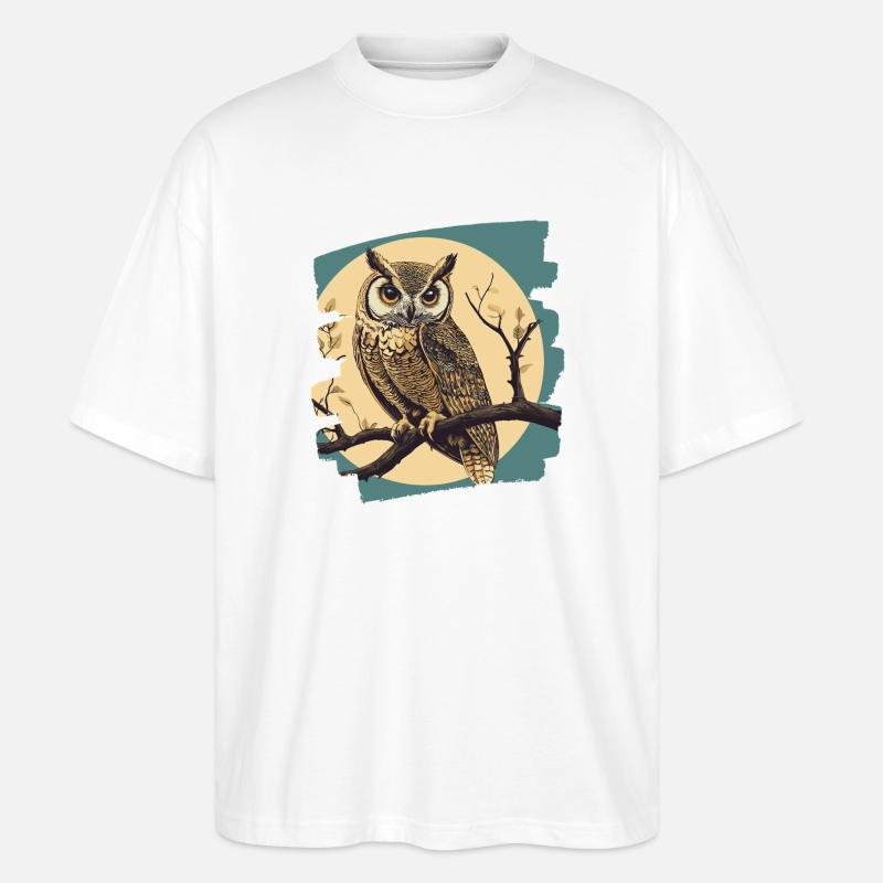 Eule - Stanley/Stella Oversized Unisex Bio T-Shirt Blaster 2.0 - Weiß