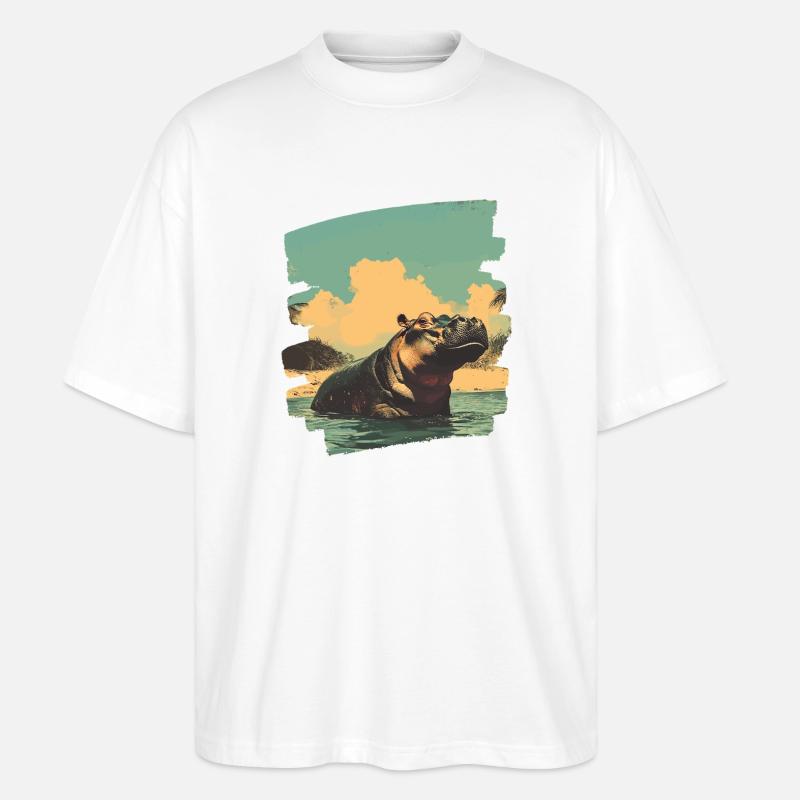 Nilpferd Retro - Stanley/Stella Oversized Unisex Bio T-Shirt Blaster 2.0 - Weiß