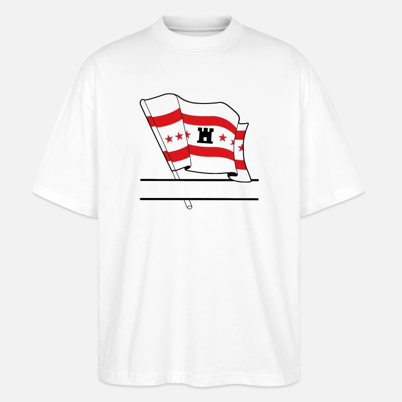 Drapeau Drenthe bannière de texte - T-shirt bio Blaster 2.0 coupe oversize Stanley/Stella Unisexe - blanc