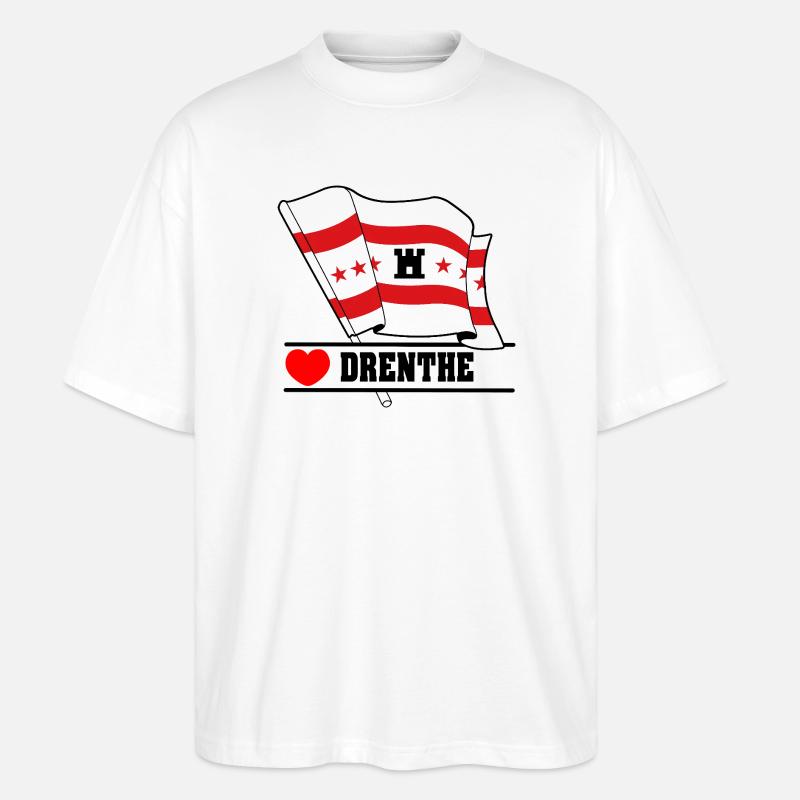 Drapeau Drenthe au cœur de DRENTHE - T-shirt bio Blaster 2.0 coupe oversize Stanley/Stella Unisexe - blanc
