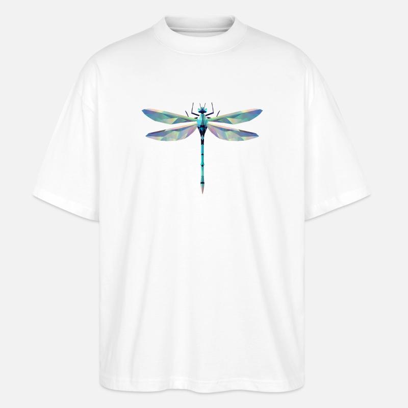 stilvolle filigrane Libelle im polygonalen Design - Stanley/Stella Oversized Unisex Bio T-Shirt Blaster 2.0 - Weiß