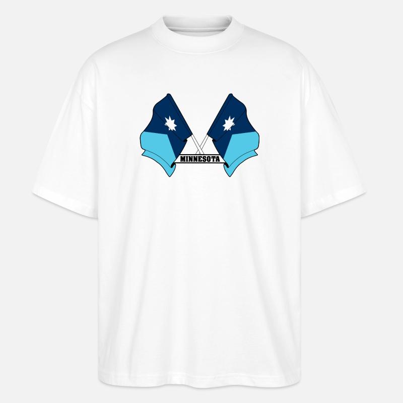 Zwei Flaggen mit dem Text MINNESOTA - Stanley/Stella Oversized Unisex Bio T-Shirt Blaster 2.0 - Weiß
