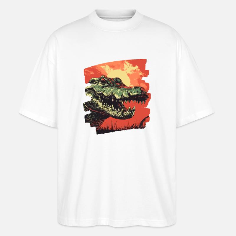 Crocodile - Stanley/Stella Oversized Unisex Organic T-shirt Blaster 2.0 - white