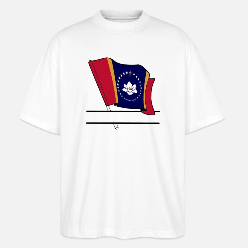 Drapeau Mississippi bannière de texte - T-shirt bio Blaster 2.0 coupe oversize Stanley/Stella Unisexe - blanc