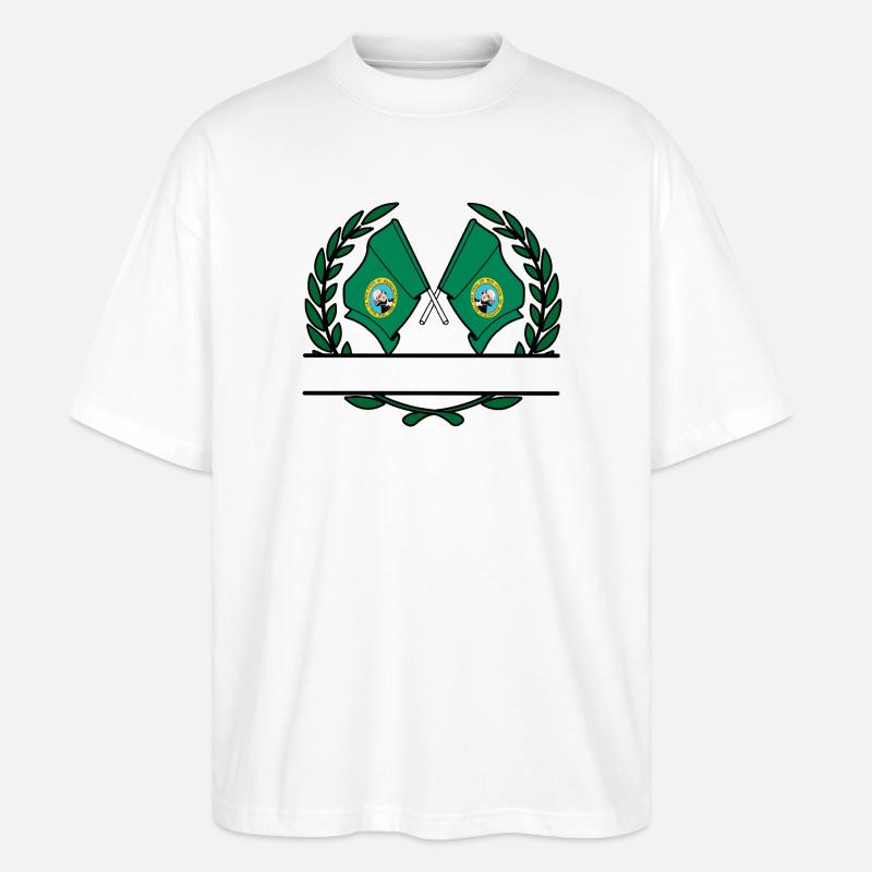 Drapeaux USA Washington laurier couronne bannière - T-shirt bio Blaster 2.0 coupe oversize Stanley/Stella Unisexe - blanc