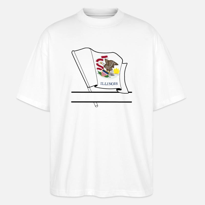 Drapeau Illinois bannière de texte - T-shirt bio Blaster 2.0 coupe oversize Stanley/Stella Unisexe - blanc