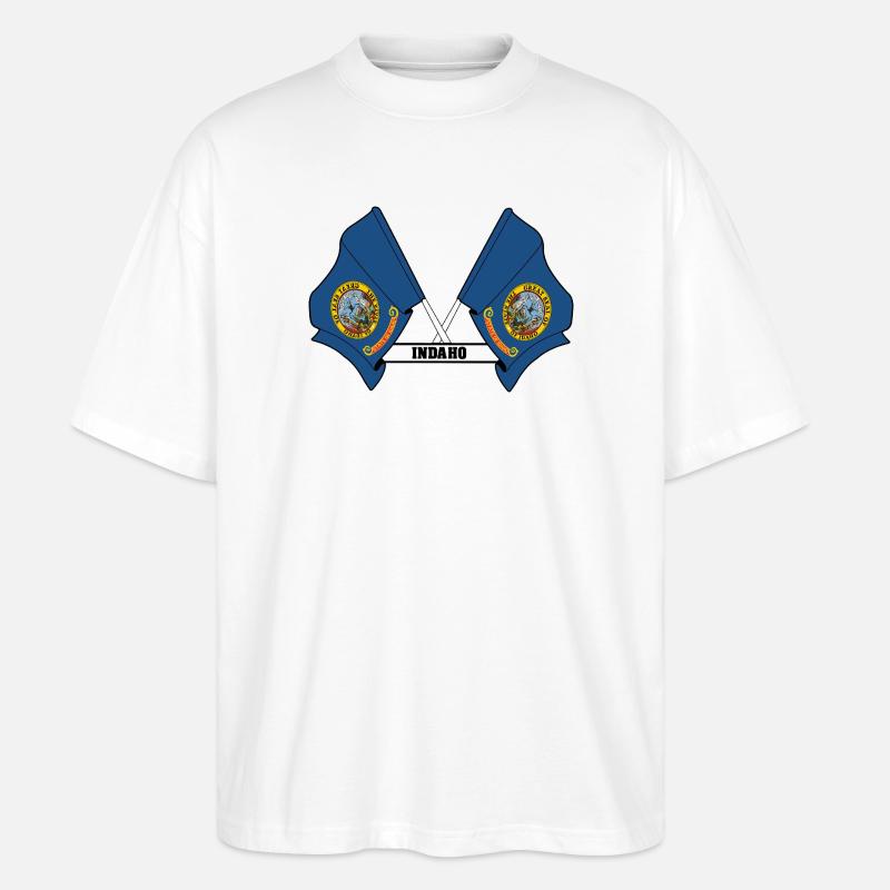 Deux drapeaux texte INDAHO - T-shirt bio Blaster 2.0 coupe oversize Stanley/Stella Unisexe - blanc